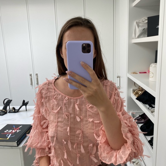 Pink Zara Sheer long sleeve top with confetti detail - Picture 2 of 5